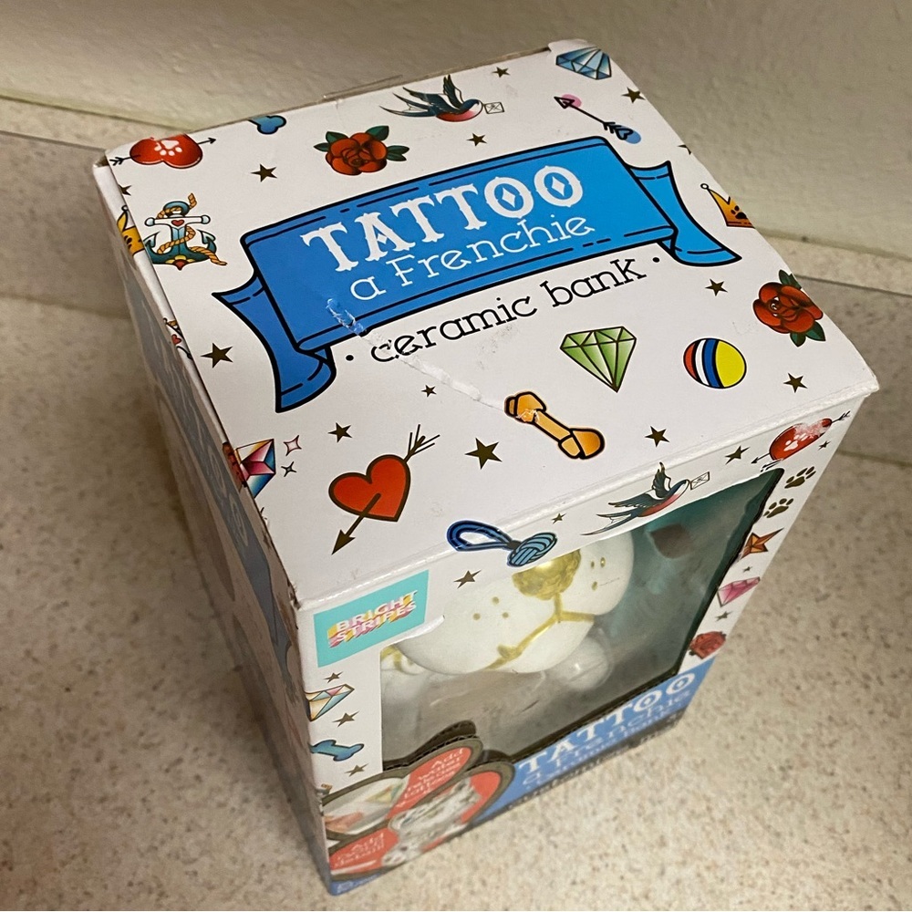 Bright Stripes Tattoo a Frenchie Ceramic Bank DIY Craft Kit | Piggy Bank - Picture 3 of 6